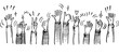 © Pugun & Photo Studio - Business hand drawn of hands clapping ovation. applause, vector illustration doodles