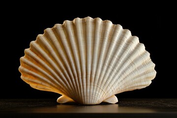 Wall Mural - a beautifully illuminated seashell rests against a dark background