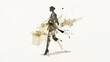 © Kreation - A delicate watercolor sketch of a fashion model striking a pose, capturing the elegance and fluidity of the figure with soft, flowing brushstrokes.