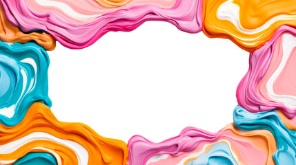 Wall Mural - abstract paint border with vibrant colors, cut out transparent