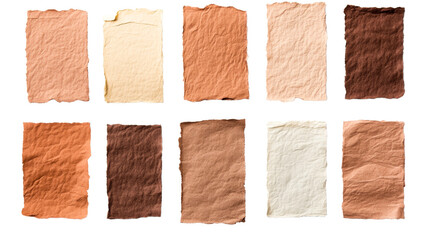 Wall Mural - ten textured rectangles, different shades, wrinkled, crumpled, cut out transparent