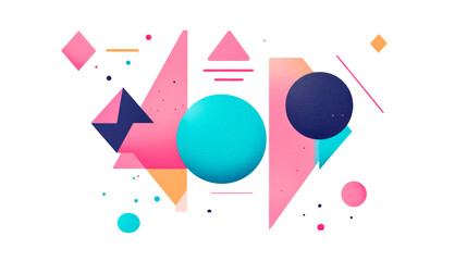 Wall Mural - vibrant geometric composition with spheres and triangles, cut out transparent