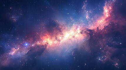Wall Mural - Stunning detailed view of the milky way galaxy in deep space featuring dense star clusters, interstellar dust, and cosmic nebulae in a vivid night sky for astronomy and space-themed backgrounds
