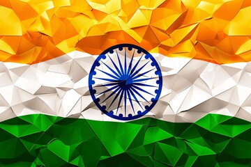 Leinwandbilder - Low poly style design showcasing the vibrant hues of the indian flag