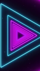 Wall Mural - abstract background with glowing neon lights triangle loop animation, technology and game pink and blue motion background