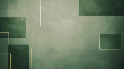 Wall Mural - A green background with a few squares and lines