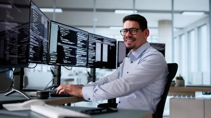 Wall Mural - man programmer. man coding