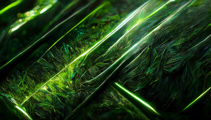 Wall Mural - Traffic green Opal green Olive drab texture dark black background, Neon blur glow color light overlay, abstract art and design concept.
