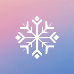 Leinwandbilder - Geometric minimalistic snowflake logo displayed on a soft gradient winter background enhancing festive aesthetics and modern design elements