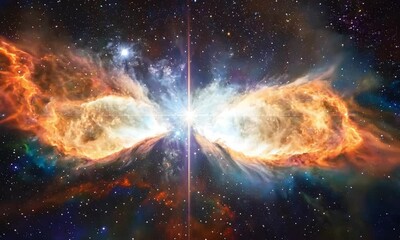 Wall Mural - Color-rich nebula bursting with starlight