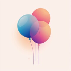 Poster - Floating balloons create a festive atmosphere with smooth gradients and a modern minimalist design suitable for celebrations and events