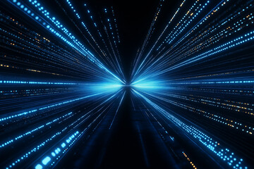Blue binary data cyberspace background