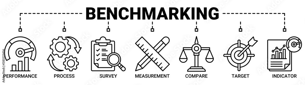 Benchmarking banner web icon vector illustration concept with icons ...