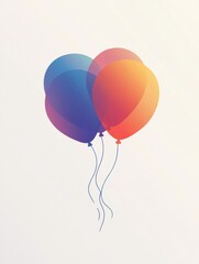 Poster - Floating balloons create a festive atmosphere with minimalist design and soft gradients in a modern aesthetic suitable for celebrations