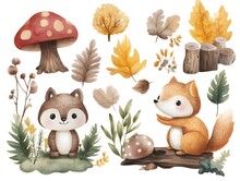 Autumn Woodland Animals Art Print Free Stock Photo - Public Domain Pictures