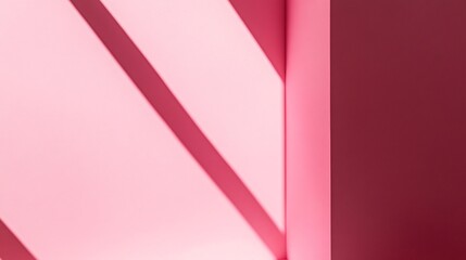 Fototapete - Diagonal light beam creating shadow on pink wall minimalist background