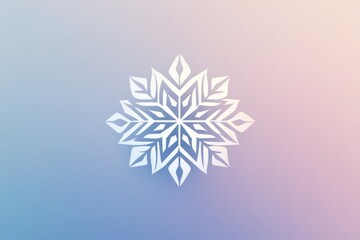 Aufkleber - Geometric minimalistic snowflake logo on a soft gradient winter background reflecting a modern festive aesthetic