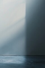 Poster - Empty room with sunlight casting shadows on a blue wall
