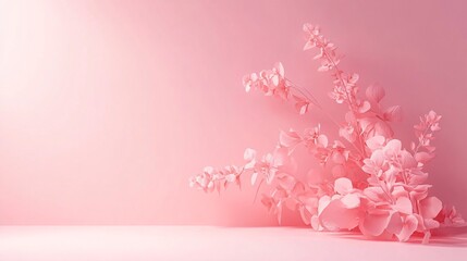 Wall Mural - Romantic pink floral background with empty space for product display