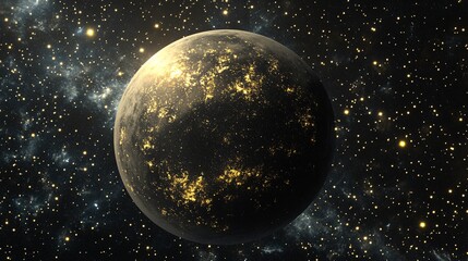 Leinwandbilder - Planet illuminating the darkness of space with city lights