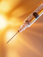 Poster - Close-up of a cosmetic injection needle poised near skin with a sterile medical background and smooth aesthetic