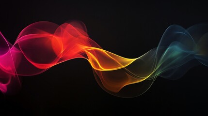 Aufkleber - Colorful transparent wavy lines flowing on black background