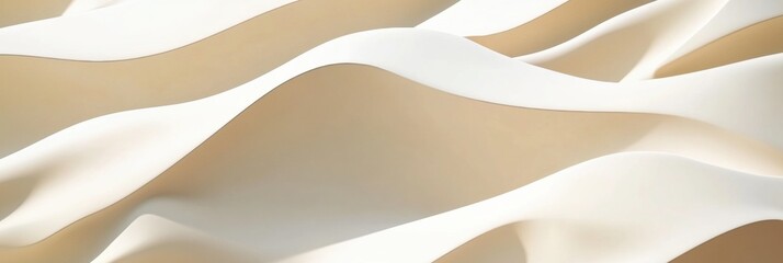 Poster - Gentle undulating sand dunes create a calming desert atmosphere in soft beige tones under a serene sky