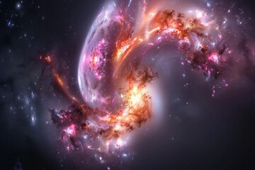 Wall Mural - cosmic swirl of vibrant colors and stellar formations in a distant galaxy