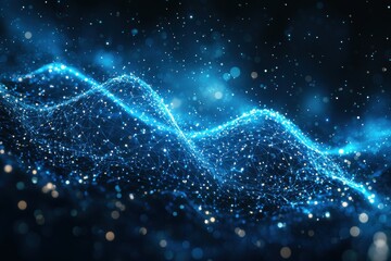 Wall Mural - abstract glowing blue digital network background with dynamic particle effects