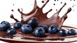 © paukan - Chocolate splash over blueberries, studio shot, white background, food advertising