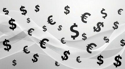 Aufkleber - Digital Banking Concept. Abstract design featuring currency symbols in motion.