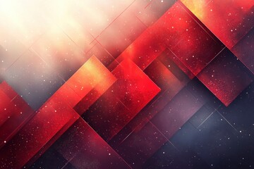 Wall Mural - abstract digital artwork with geometric red shapes and glowing sparkling effects
