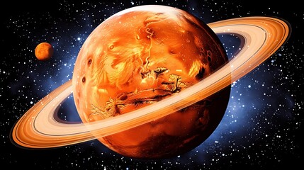Wall Mural - An artistic rendering of a planet with visible planetary rings