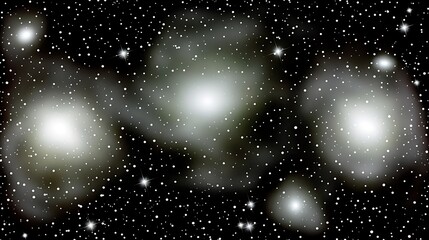 Wall Mural - Abstract depiction of several luminous nebulas in deep space
