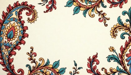 Wall Mural - classic paisley print with muted colors and flowing curves on a light background , curve, light