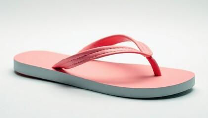 Wall Mural - Close-up of a single flip-flop against a pure white backdrop , summer shoes, holiday
