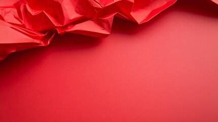 Wall Mural - Crumpled Bright Red Paper Against a Smooth Red Background Creating a Bold Visual Contrast