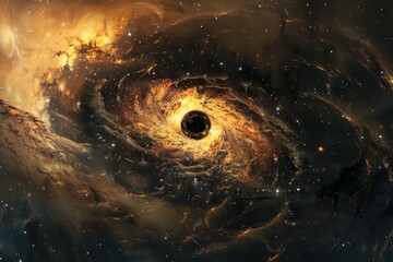 Wall Mural - a swirling black hole surrounded by bright cosmic gases in deep space