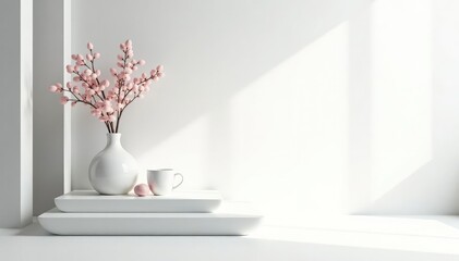 Wall Mural - pure white background, elegant minimalist aesthetic, photography, template, graphic