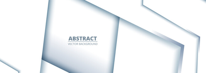Fototapete - Abstract white geometric business background. Wide 3d banner vector illustration.