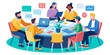 © PNG KING - business people meeting in office for team discussion vector on a transparent background