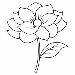 Poster - Anemone Flower Plant Outline Coloring Book Page Line Art