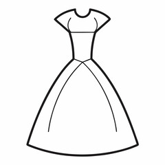 Poster - Bridal Dress Outline Coloring Book Page Line Art