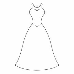 Aufkleber - Bridal Dress Outline Coloring Book Page Line Art