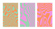 © local_doctor - Set of abstract vector patterns with wavy colorful lines. Modern, organic designs inspired by topography and zebra stripes, perfect for backgrounds or contemporary art projects.