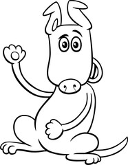 Wall Mural - cartoon dog animal character waving its paw coloring page