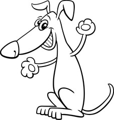 Wall Mural - happy excited cartoon brown dog animal character coloring page