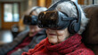 © tong2530 - dementia nurse assisting a patient with VR therapy, guiding them through exercises that enhance spatial awareness