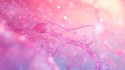 Poster - Neurons and nervous system, nerve cells background with copy space 3d microbiology render banner