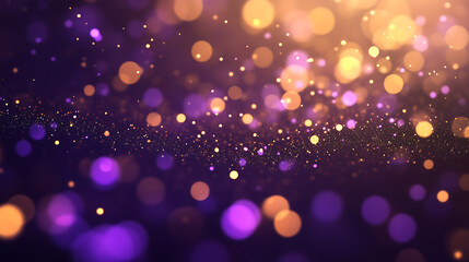 Aufkleber - New year celebration with gold and violet fireworks and bokeh effect, abstract holiday background with copy space